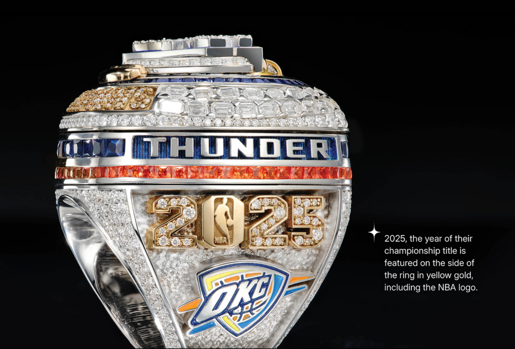 Championship ring with 'Thunder' and '2025' on a black background